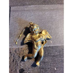 Angel golden tambourine ornament xmas figure